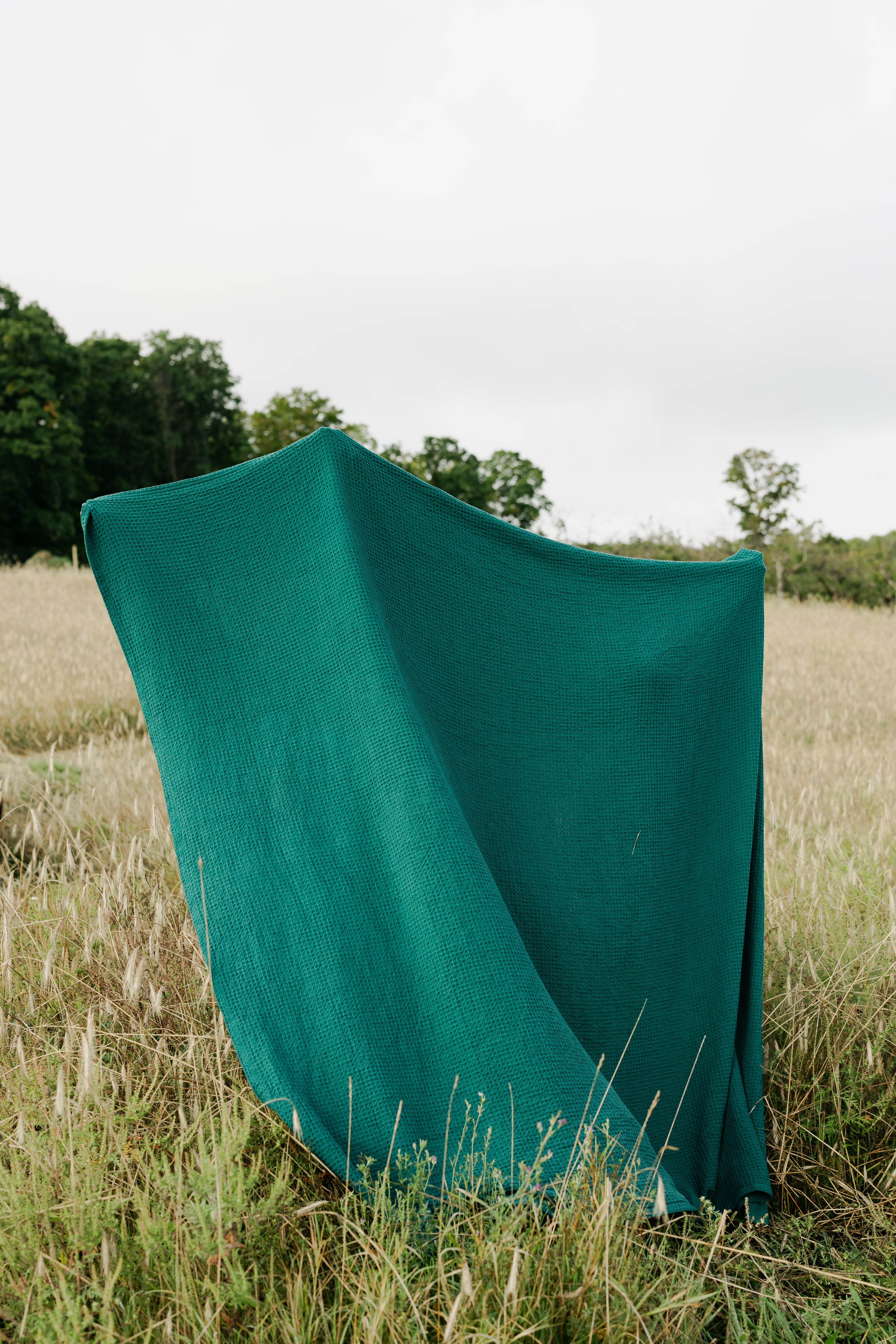 Organic Cotton Waffle Weave Blanket - Deep Sea