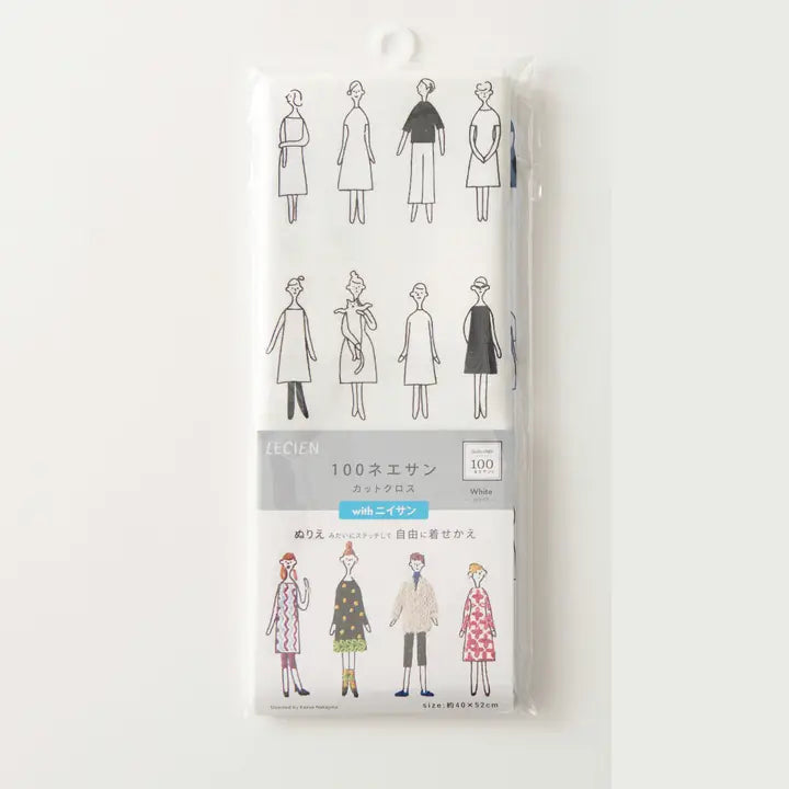 A package of 100 white elastic bandage sheets featuring minimalist fashion illustrations of women in various outfits, sealed in clear plastic packaging.