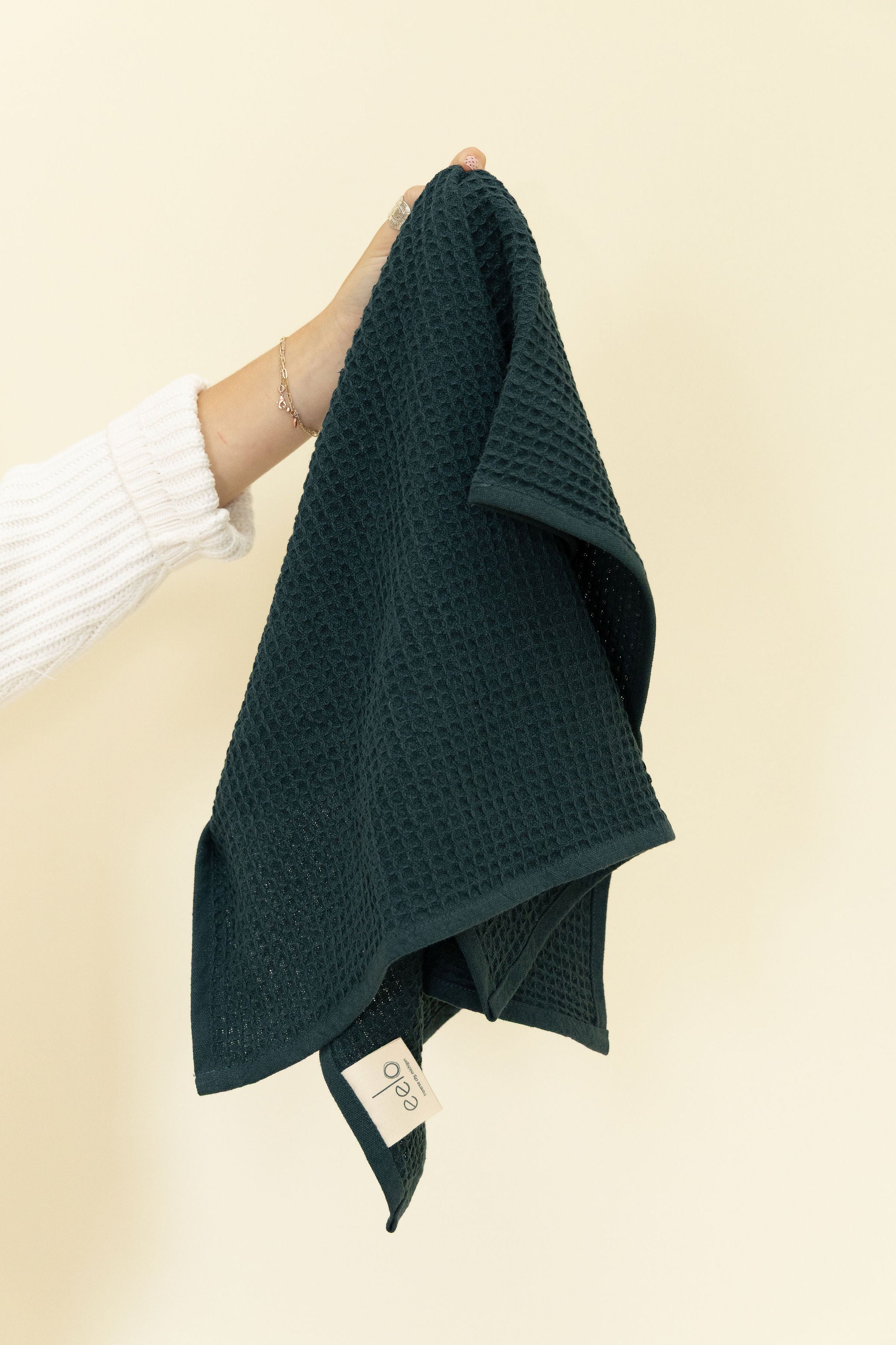 Organic Cotton Waffle Weave Hand Towel - Midnight Blue