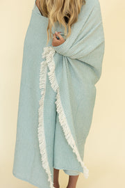 Cotton Fringe Throw Teal