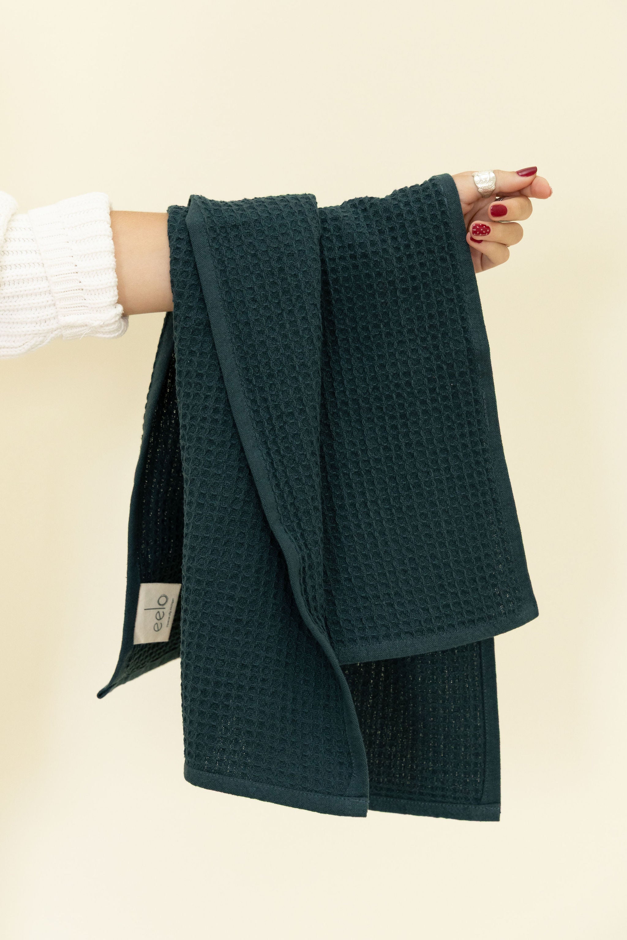 Organic Cotton Waffle Weave Hand Towel - Midnight Blue