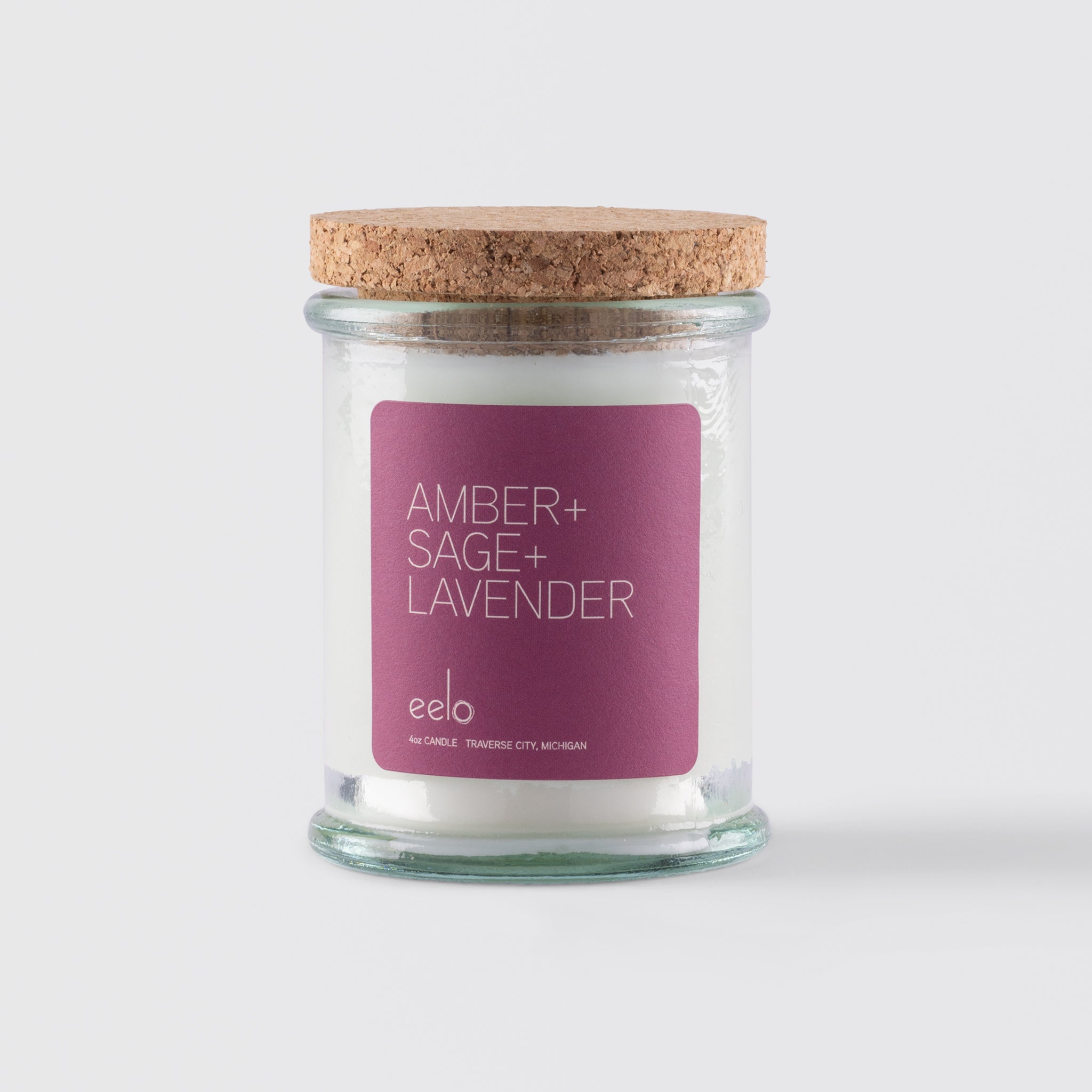 eelo 4 oz Candle, Amber + Sage + Lavender